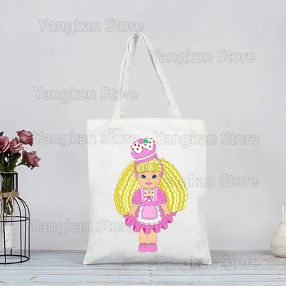 Polly Pocket Print Reusable Shopping Bag Bolsas De Tela Grocery Shopper Shopping Jute Bag Cotton Bag Jute Sacola Reciclaje Good Vibrations