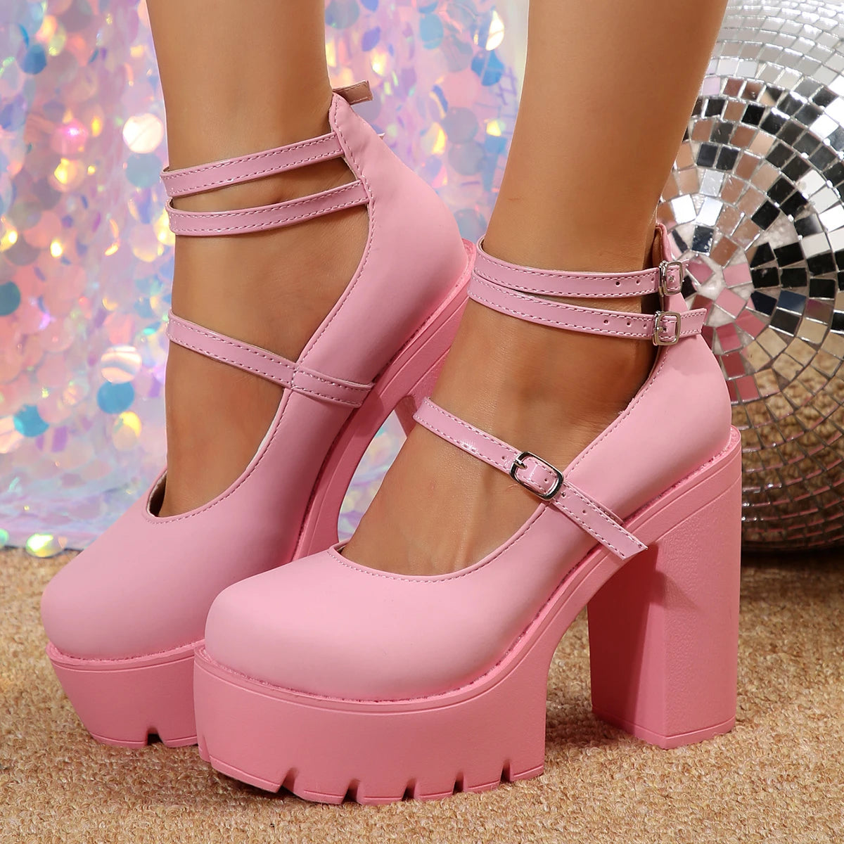 High Heels Women Mary Janes Shoes Woman Platform Fashion Sandals Women Summer New Dress Lolita Shoes Chunky Pumps Zapatos Mujer Good Vibrations