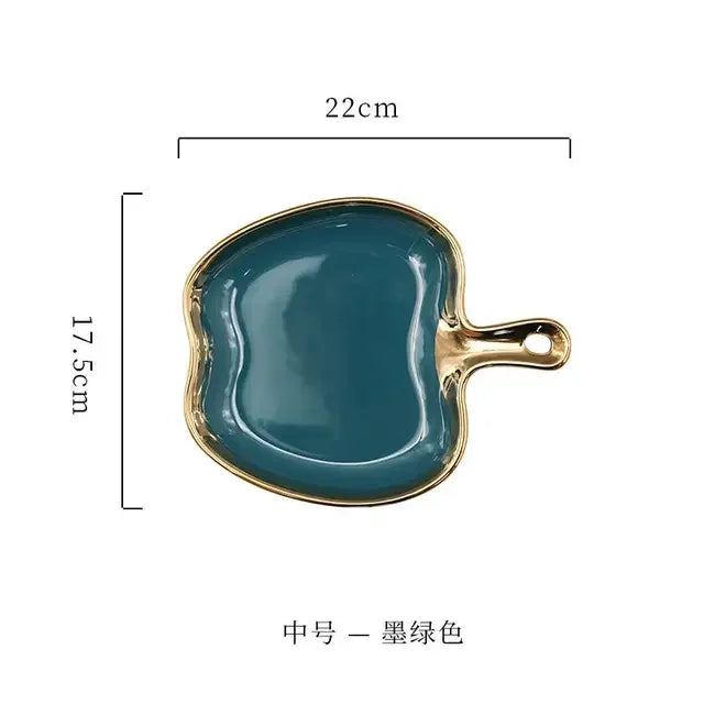 Dinner Plate with Handle Luxury Storage Tray Food Dessert Fruit Jewelry Trinket Dish Decorative Dinnerware Good Vibrations