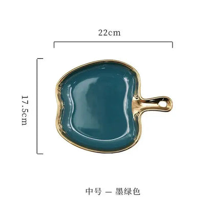 Dinner Plate with Handle Luxury Storage Tray Food Dessert Fruit Jewelry Trinket Dish Decorative Dinnerware Good Vibrations