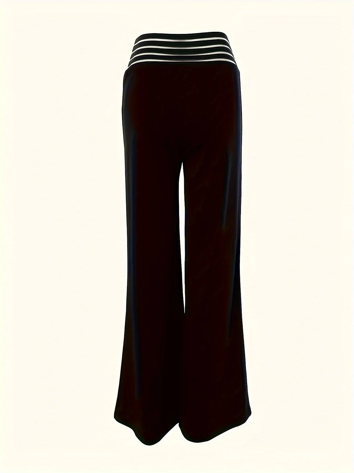 Plus Size Solid Mesh V Waist High Rise Straight Leg Trousers Good Vibrations