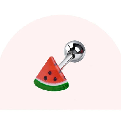 5Pcs Fruit Tongue Stud Piercing Jewelry 316L Stainless Steel Candy Color Sweet Tongue Ring Tongue Decoration Wholesale Good Vibrations