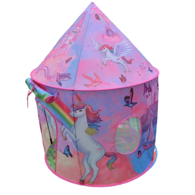 A 50inX40in Rainbow Unicorn Castle Kids' Tent, A Foldable Playhouse For Children to Play and Have Fun Good Vibrations