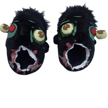 Halloween Zombie Big Mouth Funny Thickened Cloth Bottom Non-Slip Bottom Slippers Women Men Warm Cartoon Cotton Slippers Shoes Good Vibrations