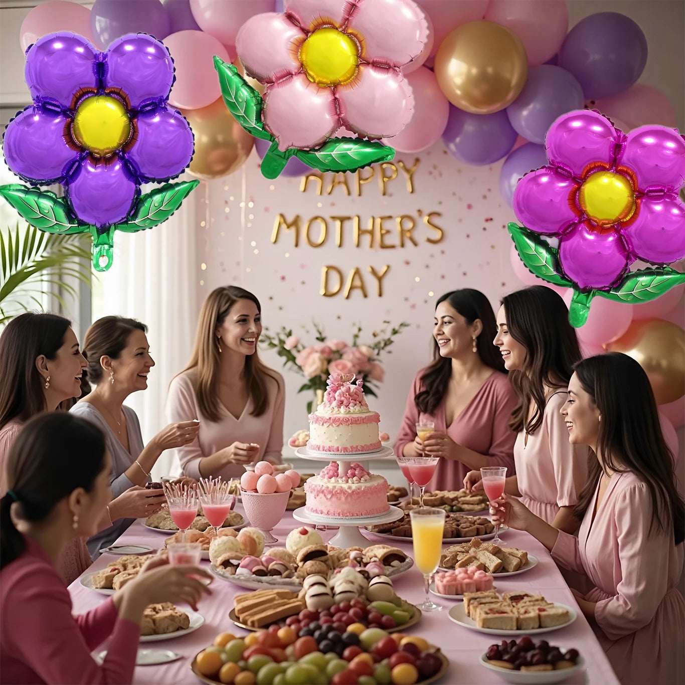 3pcs Flower Balloons Pink Rose Red Purple Flower Balloon Birthday Party Wedding Decorations Good Vibrations