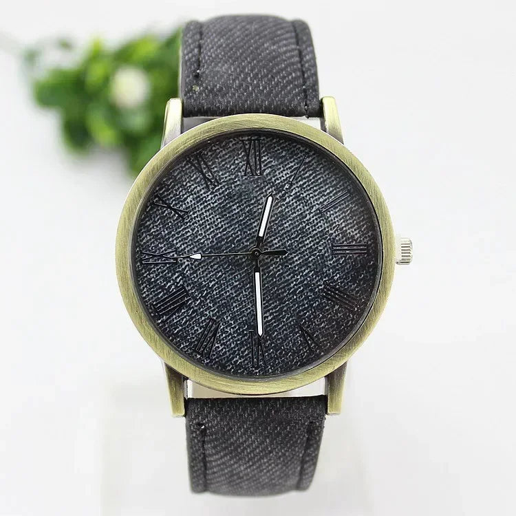 New Fashion Men Casual Quartz Watch Women Jean Fabric Leather Strap Dress Watches Relogio Feminino Ladies Wristwatch Hot Clock Good Vibrations