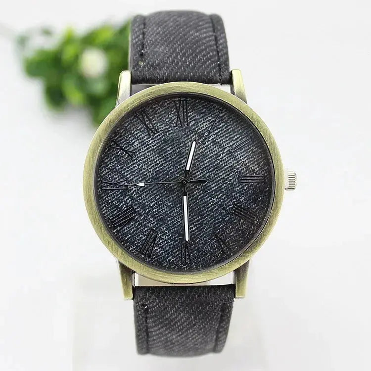 New Fashion Men Casual Quartz Watch Women Jean Fabric Leather Strap Dress Watches Relogio Feminino Ladies Wristwatch Hot Clock Good Vibrations