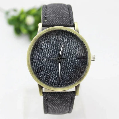 New Fashion Men Casual Quartz Watch Women Jean Fabric Leather Strap Dress Watches Relogio Feminino Ladies Wristwatch Hot Clock Good Vibrations