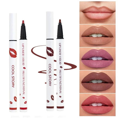 Matte Soft Lip Liner Liquid Lipliner Pencil Long Lasting Lips Cosmetic Tool Stick Quick Drying Smudge Proof Natural Lipstick Pen Good Vibrations