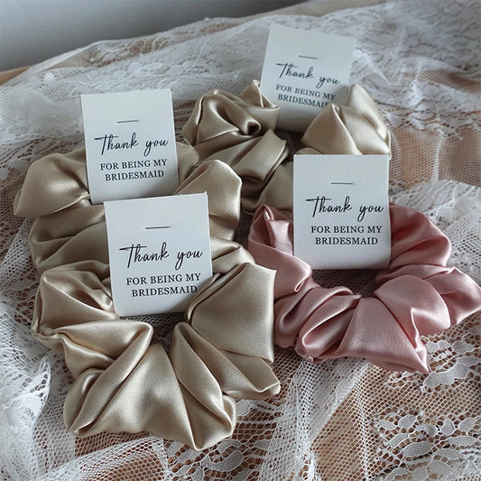Personalized Bridesmaid Scrunchie Silk Hair Scrunchie Bachelorette Party Gift Bridesmaid Proposal Custom Wedding Gift To Bride Good Vibrations
