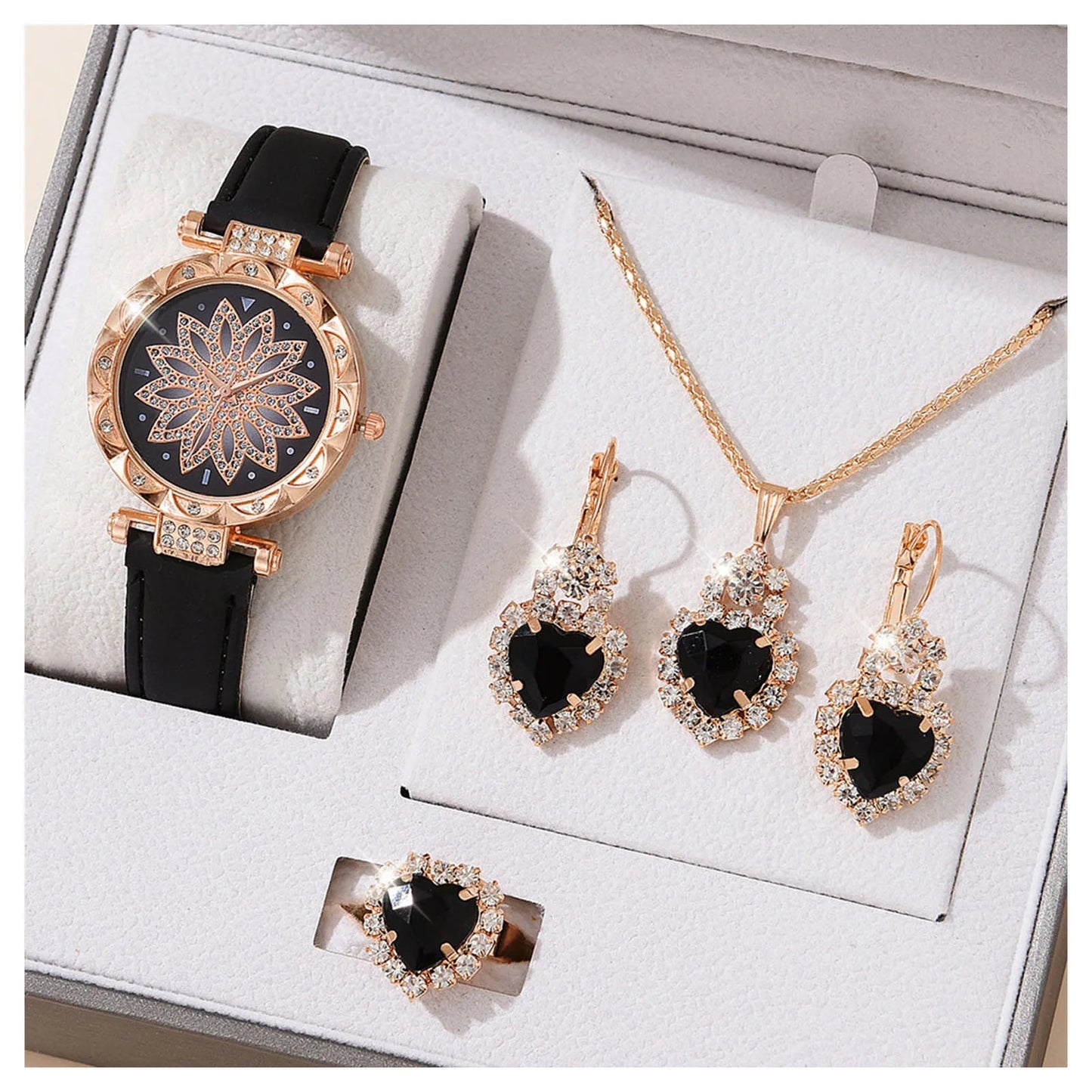 Watches Sets Gifts for Women Crystal Bling Wristwatch Jewelry Kit Gift for Mom Wife Girlfriend Good Vibrations Adult Super Store