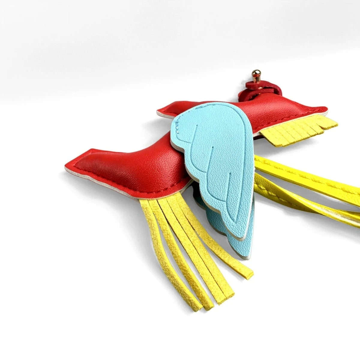 Elegant Winged Pony Keychain with Detachable Mouth Strap | Hand-Stitched Premium PU Leather Bag Charm with Plush Filling, Gift Good Vibrations