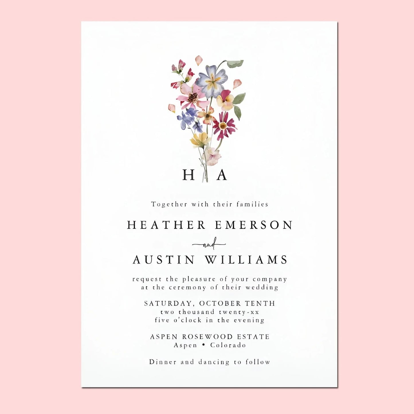 20pcs Country Wedding Invitation, Personalized Wedding Invitation Card, Wedding Invitations for Elegant Wildflowers Good Vibrations