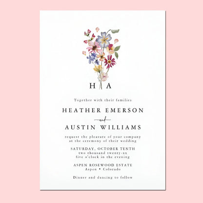 20pcs Country Wedding Invitation, Personalized Wedding Invitation Card, Wedding Invitations for Elegant Wildflowers Good Vibrations