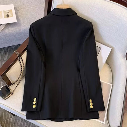 Blazer For Women Elegant Suit Jacket Loose Long Sleeve Jacket Beige Casual Solid Color Blazer Fashion Lapel Neckline Style Good Vibrations
