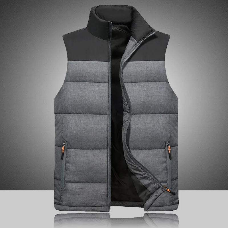Men Vest Business Casual Sleeveless Jacket Cotton-Padded Vest Autumn Winter Windproof Warm Thicken Waistcoat Outdoor Outwear Good Vibrations