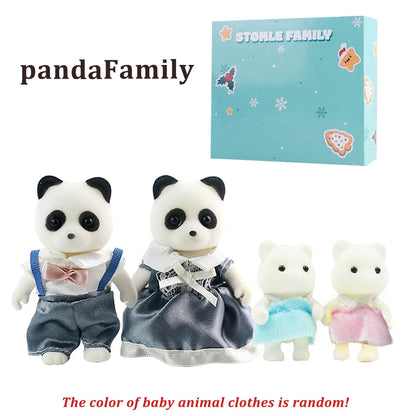 Box Packing Forest Family Reindeer Bunny Panda Animal Simulation Dollhouse Playset Play House Toy Accessories Xmas Gift for kids Good Vibrations