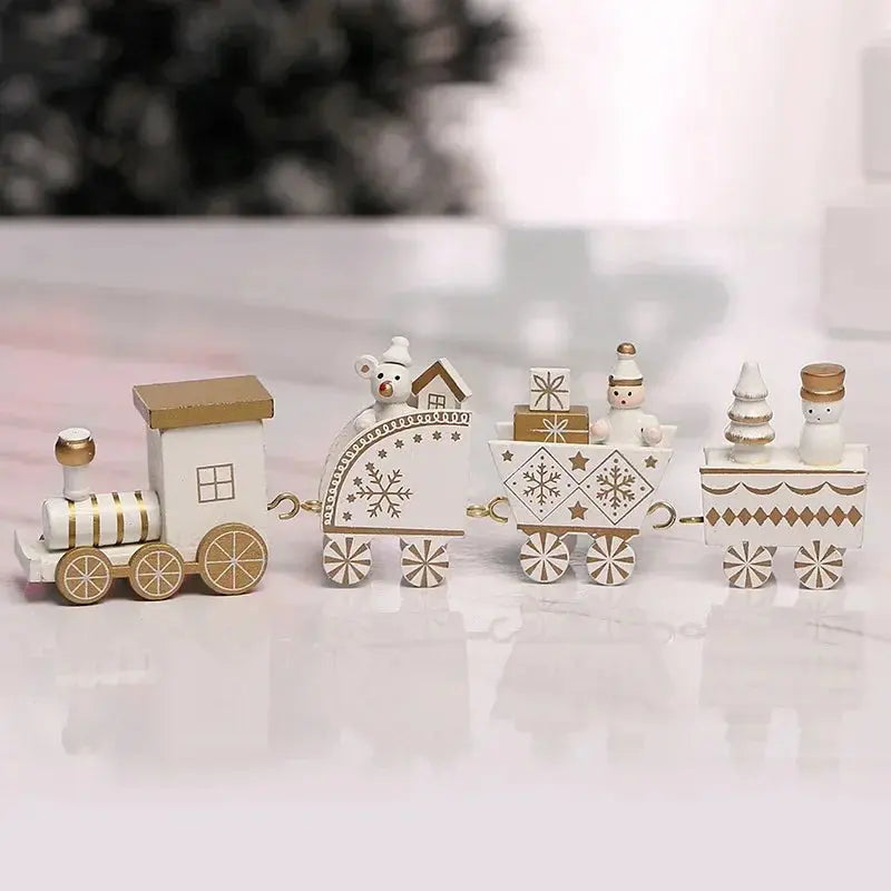 Christmas Train Painted Wooden Plastic  Mini Christmas Tree Train Christmas Decorations Festival Party Xmas Table Top Ornament Good Vibrations
