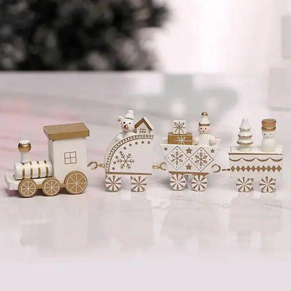 Christmas Train Painted Wooden Plastic  Mini Christmas Tree Train Christmas Decorations Festival Party Xmas Table Top Ornament Good Vibrations