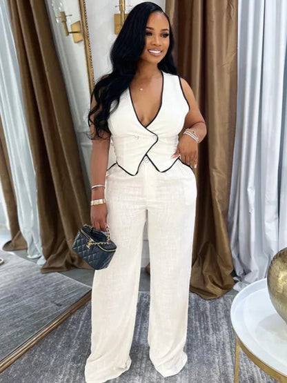 2 Piece Women Sets 2025 Summer Autumn New Arrival Matching Sets Black Color Two Pieces Sets Top Pants Suits Outfits Clothing Good Vibrations