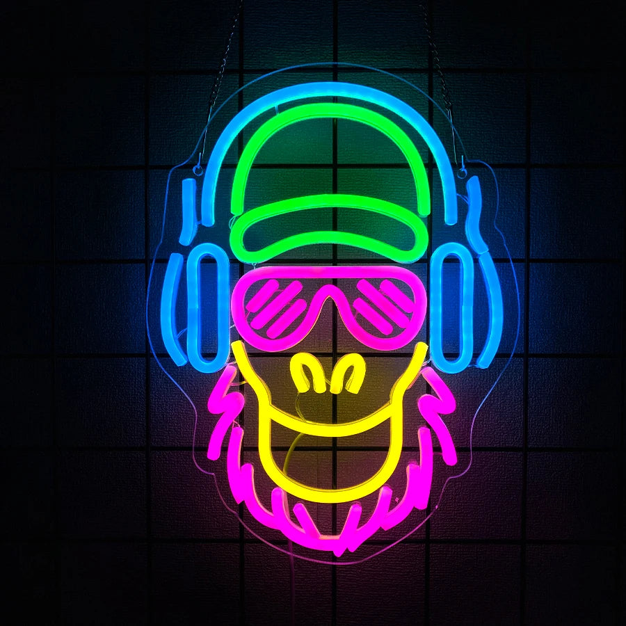 Game Neon Sign, Earphone Icon Aesthetic Operation Light, Used For Artistic Decor Of Rooms, Game Rooms, Clubs And Man Caves. Good Vibrations