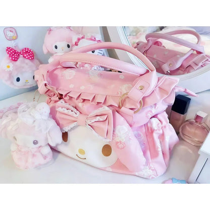 Sanrio Cute My Melody Shoulder Bag Large Capacity Travel Handheld Portable Casual Commuter Crossbody Bag Anime Surrounding Girls Good Vibrations