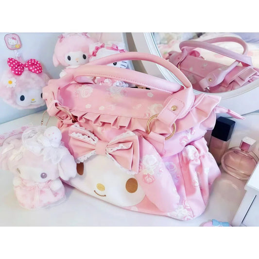 Sanrio Cute My Melody Shoulder Bag Large Capacity Travel Handheld Portable Casual Commuter Crossbody Bag Anime Surrounding Girls Good Vibrations