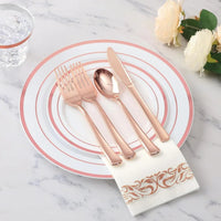 700 Piece Rose Gold Dinnerware Set for 100 Guests, Plastic Plates Disposable for Party, Include: 100 Dinner Plates Good Vibrations