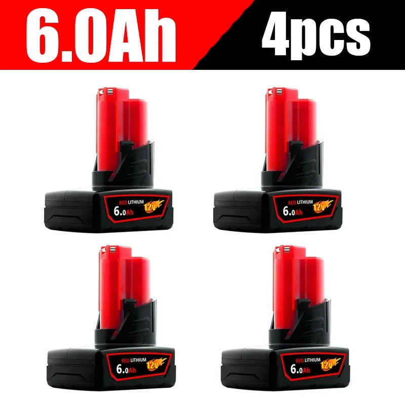 Milwaukee M12 Battery 12.0Ah 12V Rechargeable Battery For Milwaukee M12 Tool 48-11-2402 48-11-2411 48-11-2401MIL-12A-LI Good Vibrations