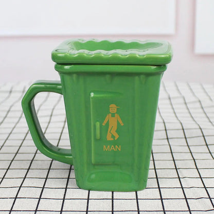 Creative Squatty Toilet Trash Can Mug With Straw Ceramic Toilet Mug Funny Prank Water Mug For Home Work Birthday Party Good Vibrations
