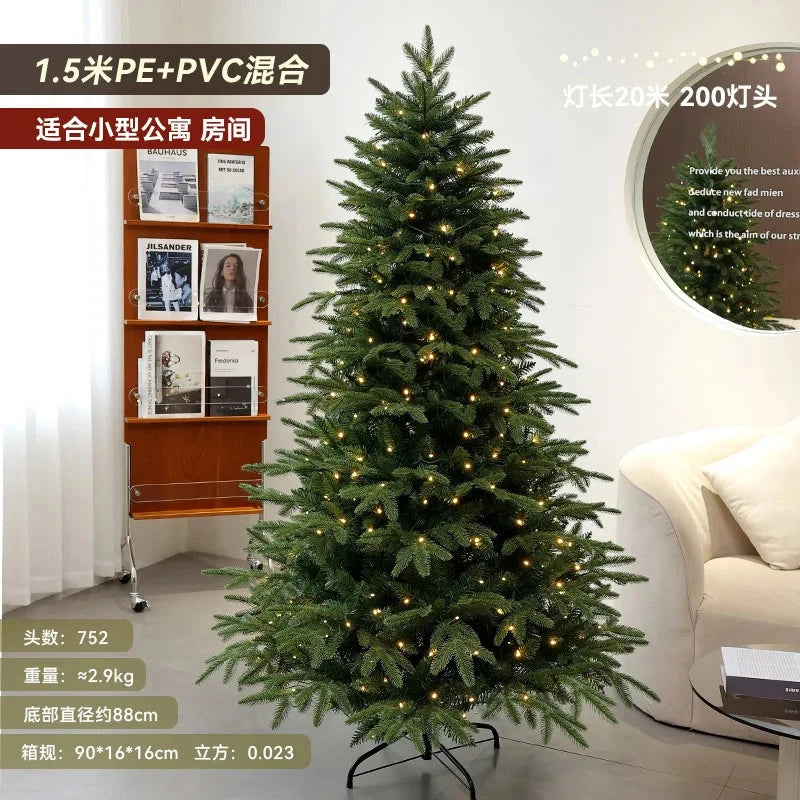 Christmas Tree PE Encrypted Christmas Decoration with Lights,Folding and Retractable Pine Needles,Christmas Tree Set Decoration Good Vibrations