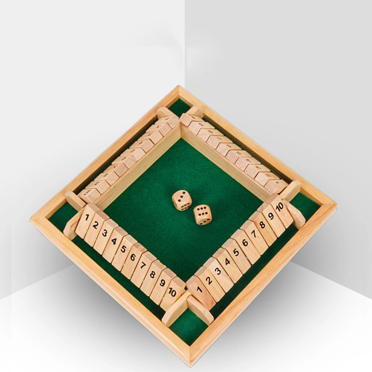 Shut The Box Dice Board Game 2-4 Players Wooden Table Game Amusing Game with 1-10 Numbers Travel Games Good Vibrations