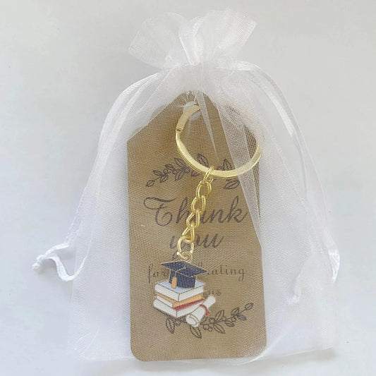 12 Sets Graduation Party Favors, Keychains with Thank You Tags and White Organza Bags for Graduation Gifts Good Vibrations