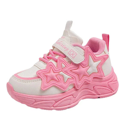 Children Casual Shoes for Girls Fashion Classic with Stars Girls Sports Running Sneakers Breathable PU + Rubber Anti-skid Soft Good Vibrations