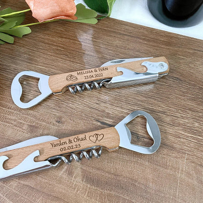 Wedding Gifts for Guests Personalized Wine Corkscrew Bottle Opener Wedding Souvenirs Party Favors Customized Wooden Wine Openers Good Vibrations