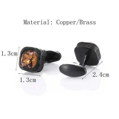 Champagne Crystal French Shirt Black Cufflinks For Mens Rhinestones Buttons Wedding Groomsmen Farors Jewelry Gifts Good Vibrations