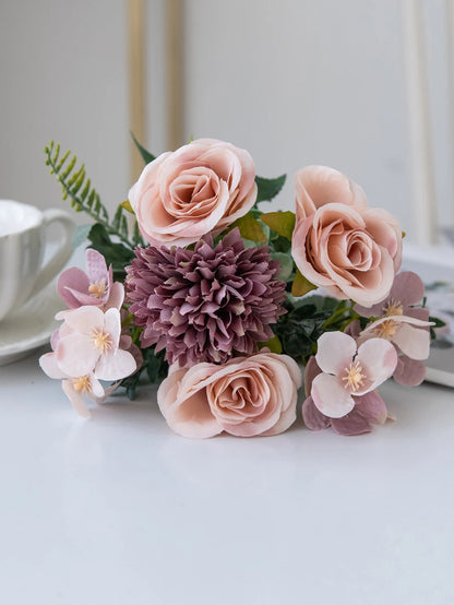 1PC Artificial Flowers Silk Rose Peony Bouquet Hydrangea Carnation Vases for Home Party Winter Wedding Decoration Fake Plant Good Vibrations