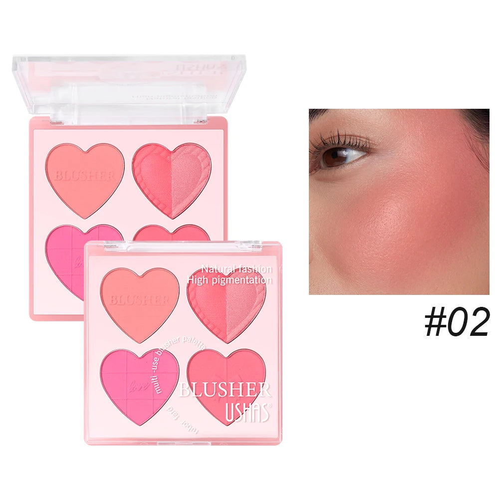 USHAS Blush Plate, 2-Color Optional, Long-lasting Waterproof, Silky and Delicate, Natural Makeup Effect, 3-in-1 Multi-Purpose Good Vibrations