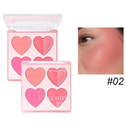 USHAS Blush Plate, 2-Color Optional, Long-lasting Waterproof, Silky and Delicate, Natural Makeup Effect, 3-in-1 Multi-Purpose Good Vibrations