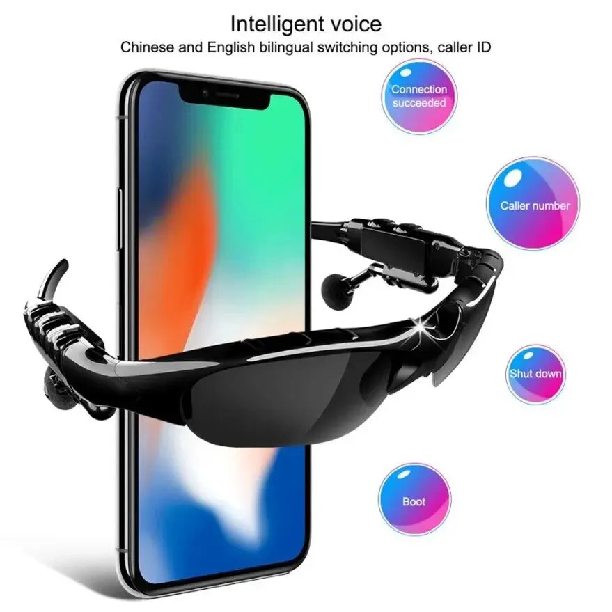 Stereo Earphones Wireless Headset with Mic Glasses Sunglasses for Driving Cycling Sports Noise Reduction Headphones Good Vibrations