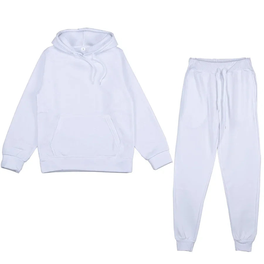 Men's Autumn and Winter New Solid Color Hoodie+pants Two-piece Set Fashionable Casual Sports Set Size S-3XL Good Vibrations