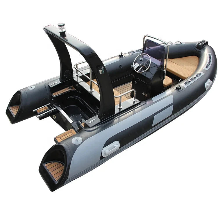 Deep V 16ft Rigid Inflatable 16ft Rib Boat 480 Fiberglass PVC Sport Style Rafting Fishing Boat Lake Outboard Motor Included Good Vibrations