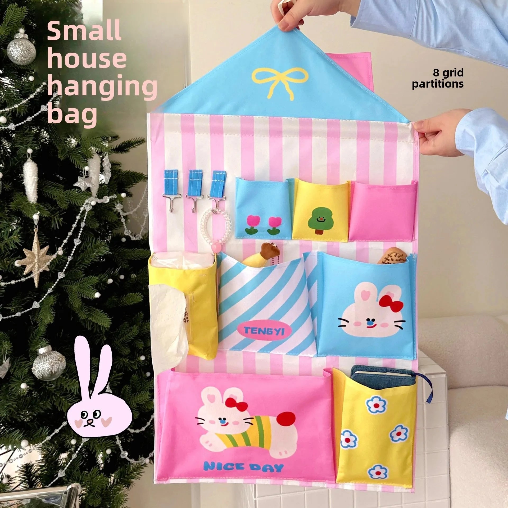 Cute Wall Storage Bags Hanging Pockets Cute Wall Mounted Storage Bag Organizer Kawaii Cartoon Sundries Office Container Pouchs Good Vibrations