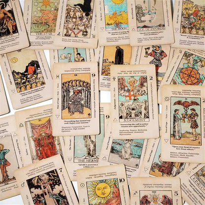 Tarot Card With Meaning On Them Beginner Tarot Keyword Antiqued Tarot Deck Learn Tarot 78 Cards Reversed Good Vibrations