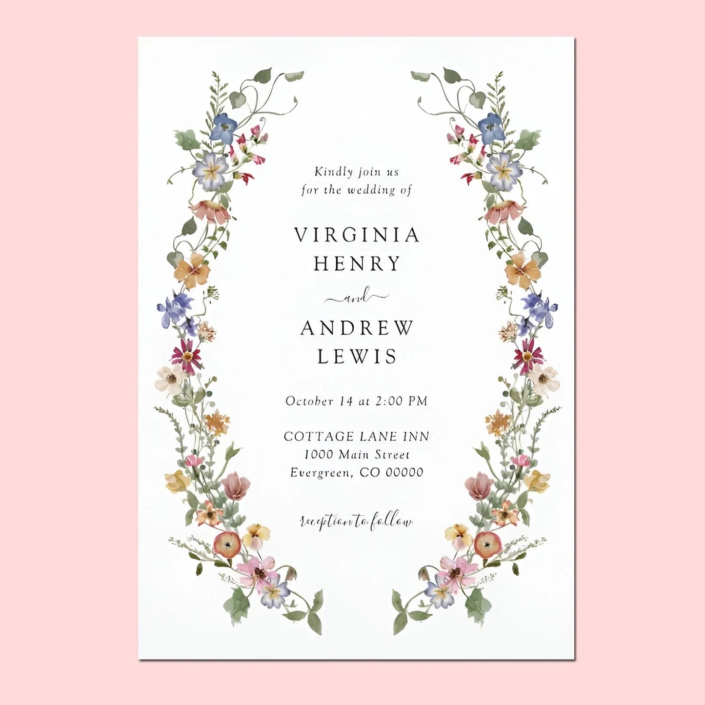 20pcs Country Wedding Invitation, Personalized Wedding Invitation Card, Wedding Invitations for Elegant Wildflowers Good Vibrations