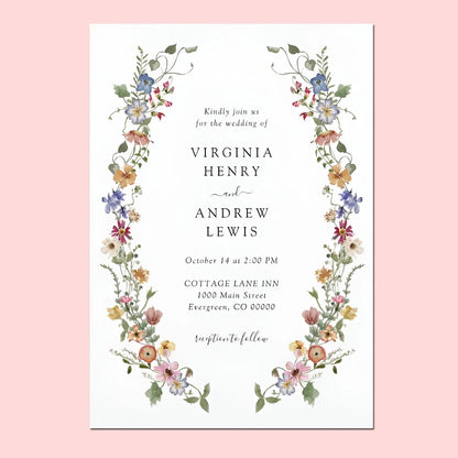 20pcs Country Wedding Invitation, Personalized Wedding Invitation Card, Wedding Invitations for Elegant Wildflowers Good Vibrations