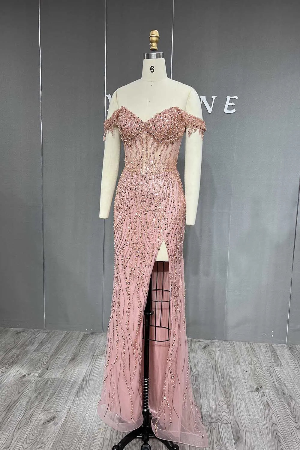 YQLNNE Sexy Black Off Shoulder Slit Prom Dresses Long Mermaid Formal Sequins Gowns Boned Bodice Good Vibrations