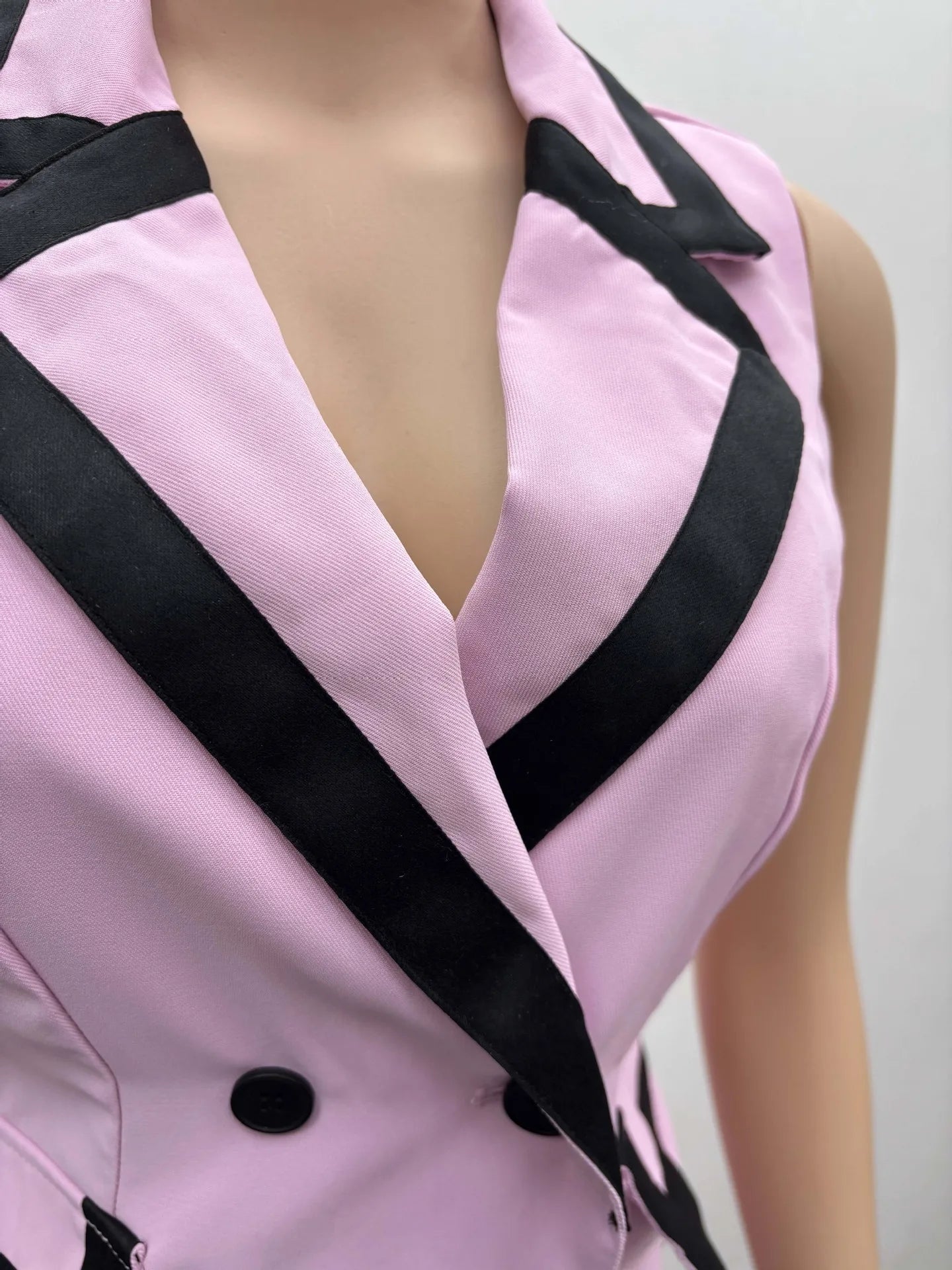 Pants Set Women Two Piece Sets Matching Sets Work Elegant Double Breasted Tops Vest Wide Leg Long Pants High Waist Y2k Pink Good Vibrations