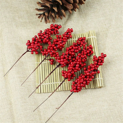 Party Decor Home Wedding Red Berry Bouquet Artificial Pine Cone Flower Branch Bubble Good Vibrations
