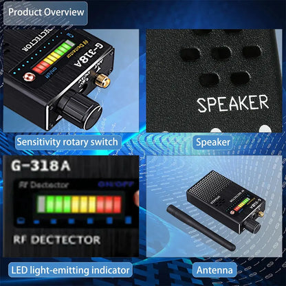 Wifi Hidden Camera RF uav Detector Audio Bug GPS Anti Spy Gadgets GSM 2G 3G 4G 5G All Signal Jammer gps Tracker Blocker Device Good Vibrations